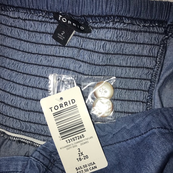 NWT Torrid Chambray Babydoll Top - Picture 5 of 5